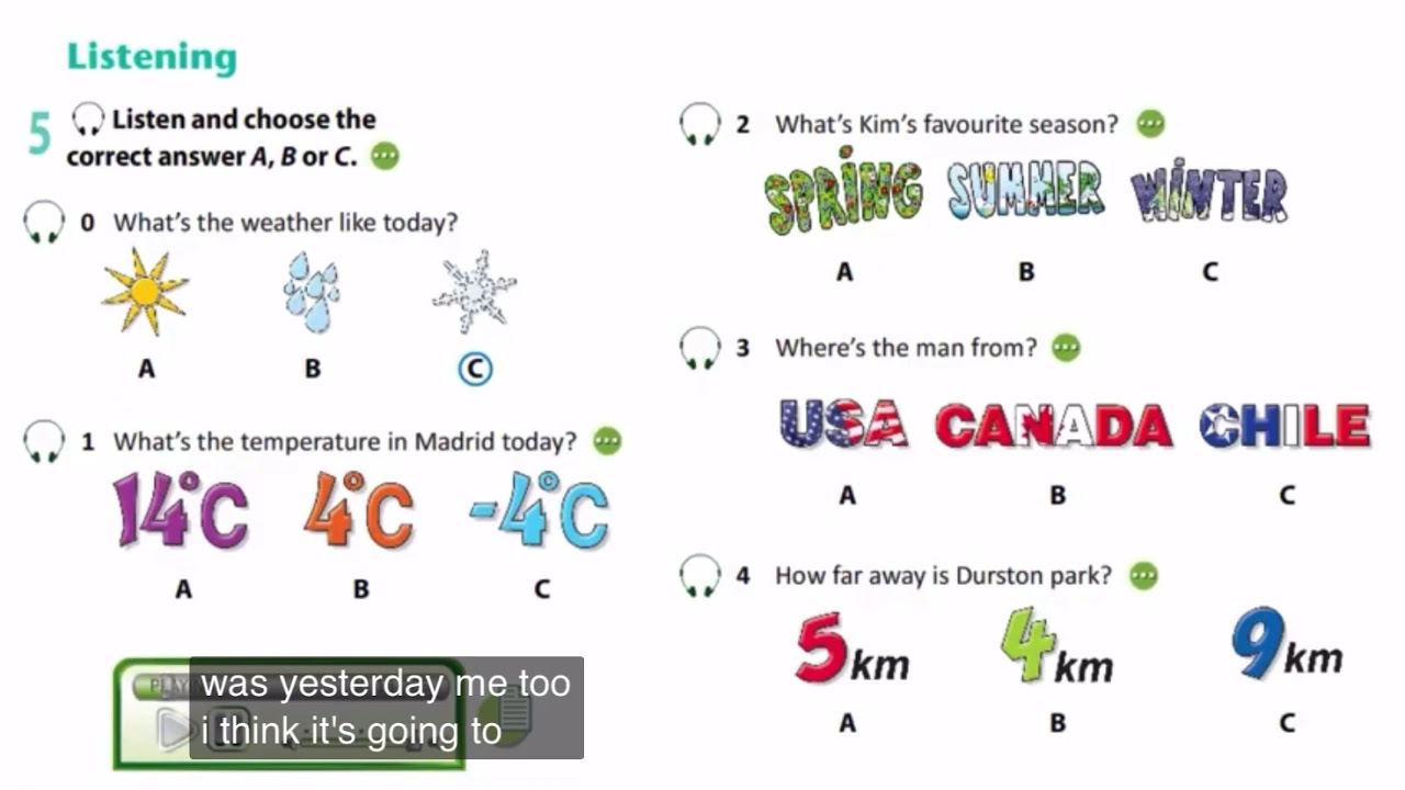 Excel for 6 grade/Listening exercise 5,p 35