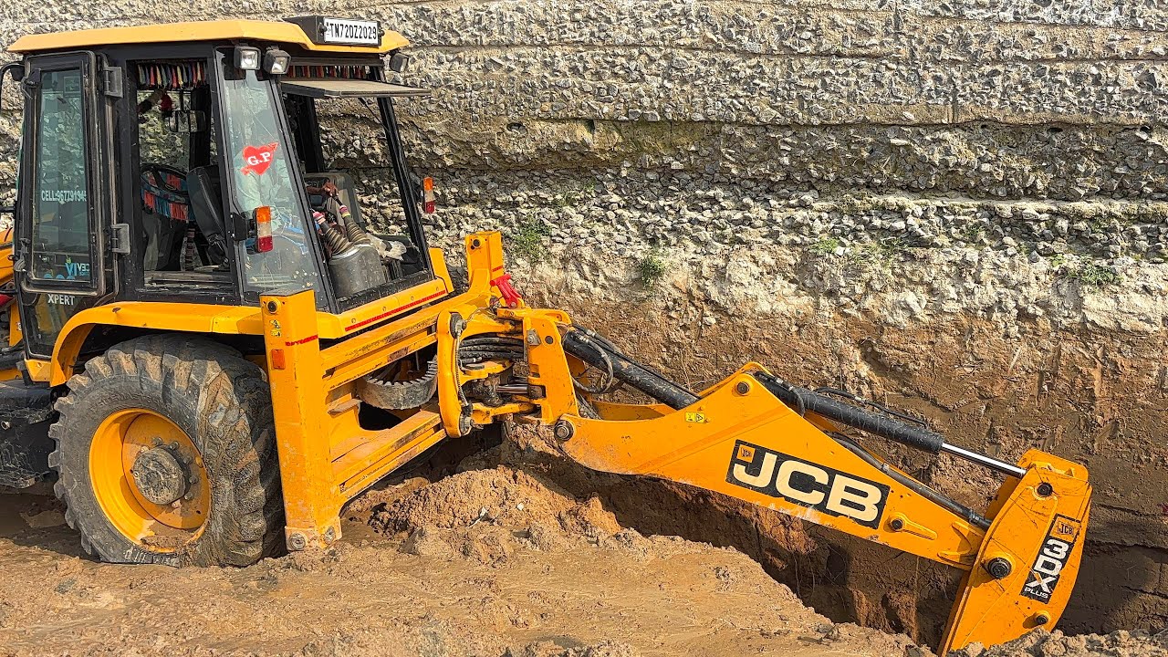 JCB 3DX Plus Mud Digging at Dam Wall | Site Problems Identified || jcb video 