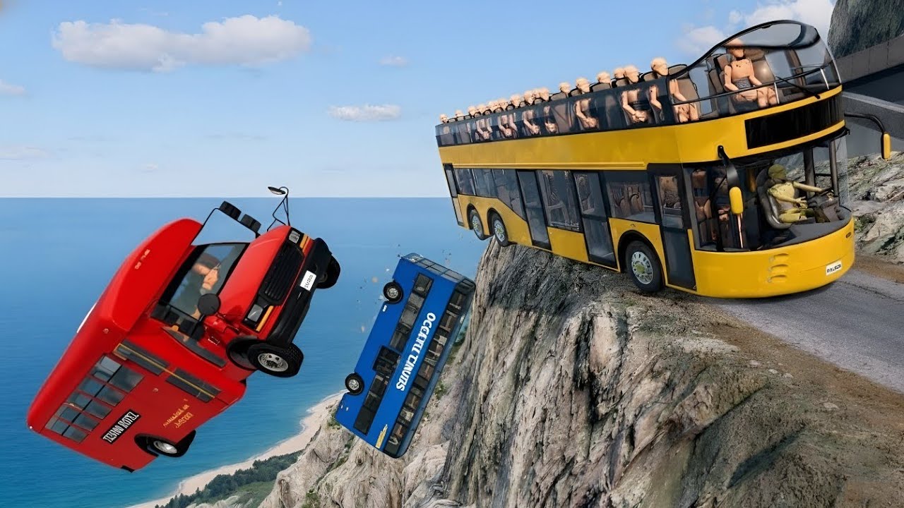BeamNG.drive Cars vs Extreme Cliff Road Challenge #4