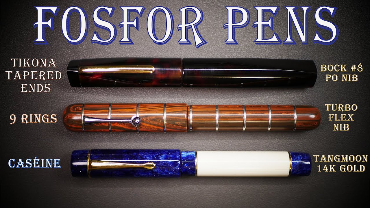 Stylos-plume FosFor Pens (3): Tikona TE (Bock #8 PO), Caséine (Tangmoon 14K), 9 rings (TurboFlex)