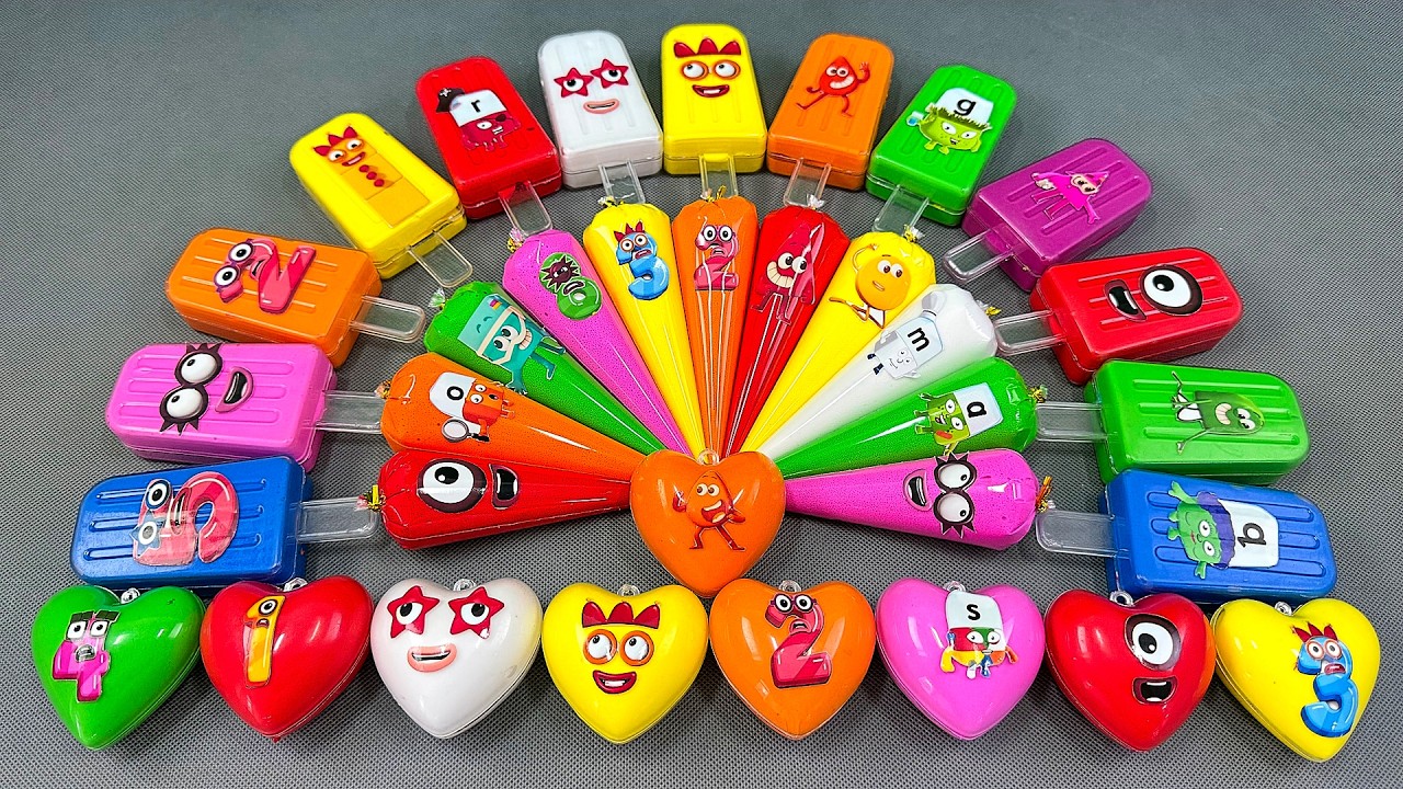 Rainbows SLIME 🌈 Finding Numberblocks in Rainbow Piping Bags Colorful! Satisfying, ASMR