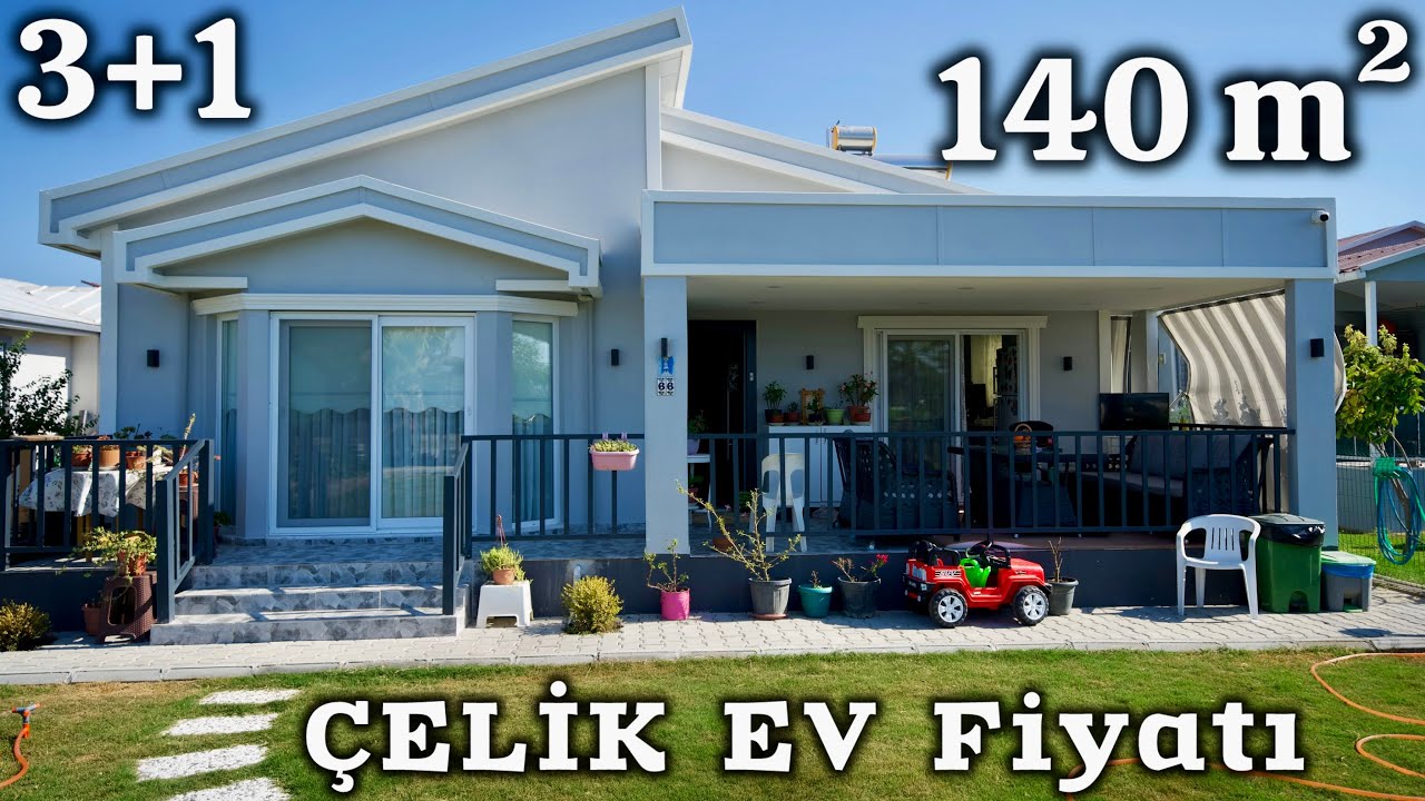 140 m² 3 Oda 1 Salon Çelik Prefabrik Ev Turu ve Fiyatı (Ağustos Güncel Maliyet)