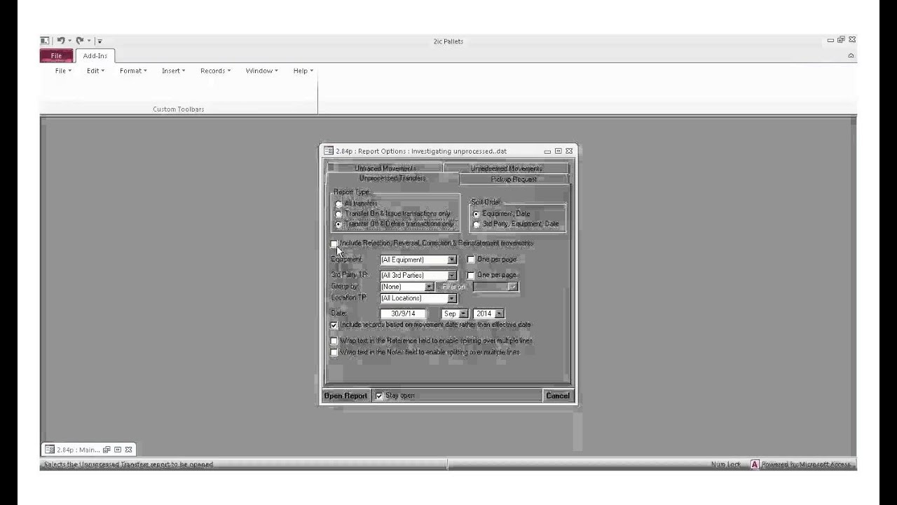 Generating an Unprocessed Transfers report