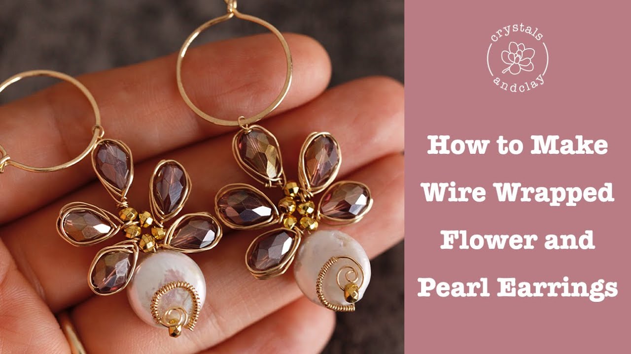 How to make beaded Flower Earrings using crystals and pearls