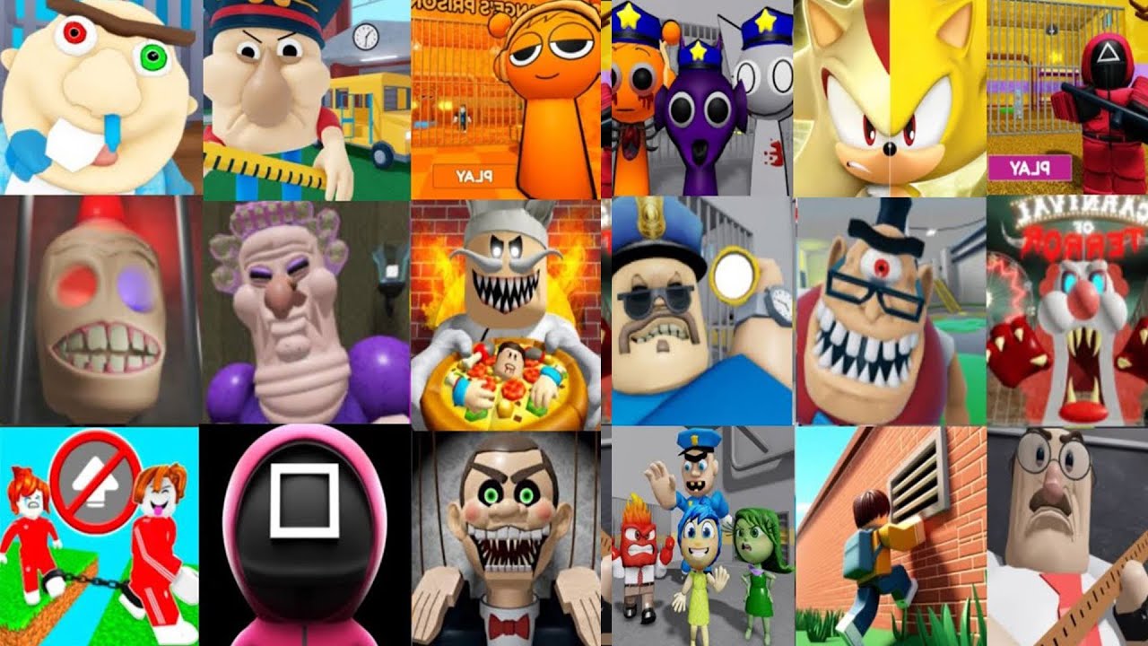 SPEED Run in 19 SCARY OBBYS from Barry Prison, Mr Funny, Miss Anitron, Mr Stinky, Police Siren Cop