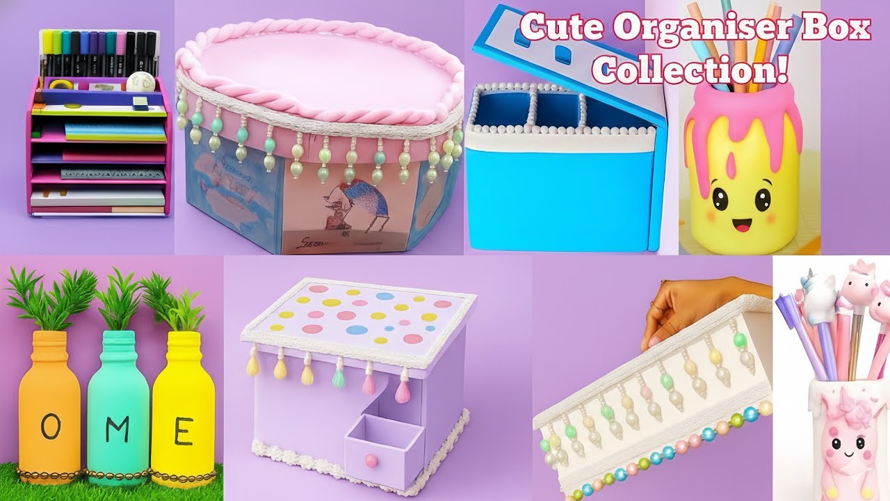 Aesthetic DIY Desk Organizer Box for Students | Cute Organisers & Room Decor Craft |Aesthetic DIY🎀💝