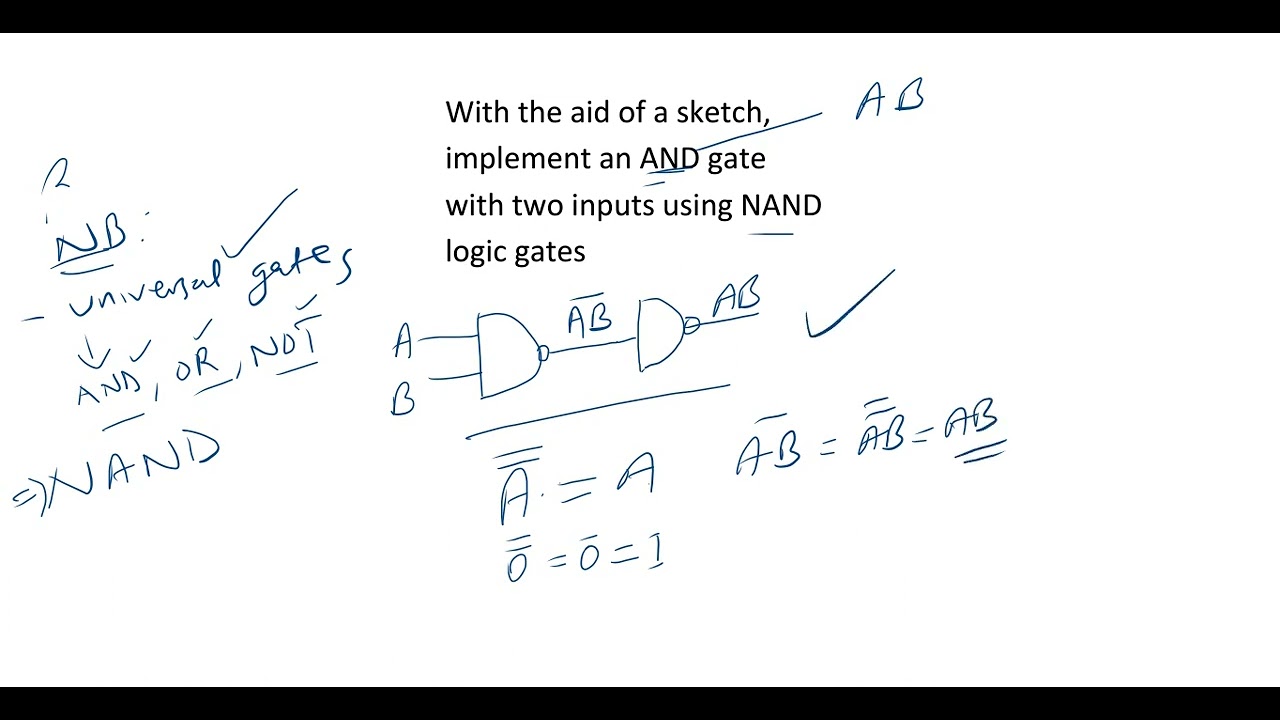 10. With the aid of a sketch,implement an AND gate with two inputs using NAND logic gates
