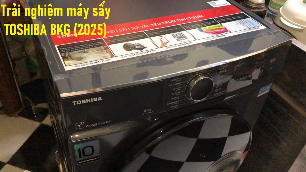 Unboxing dùng thử máy sấy Toshiba 8kg TD-T21B90HWV(MG) model 2025