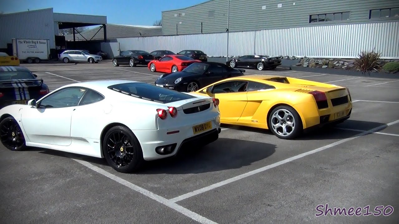 Ferrari F430 vs Lamborghini Gallardo - Revs and Drive-off