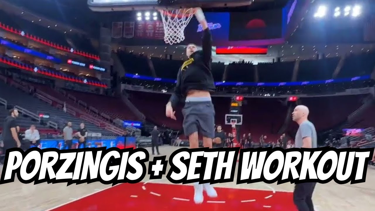 Kristaps Porzingis x Seth Curry run pick&roll at Warriors pregame Houston + Kerr on politics/college