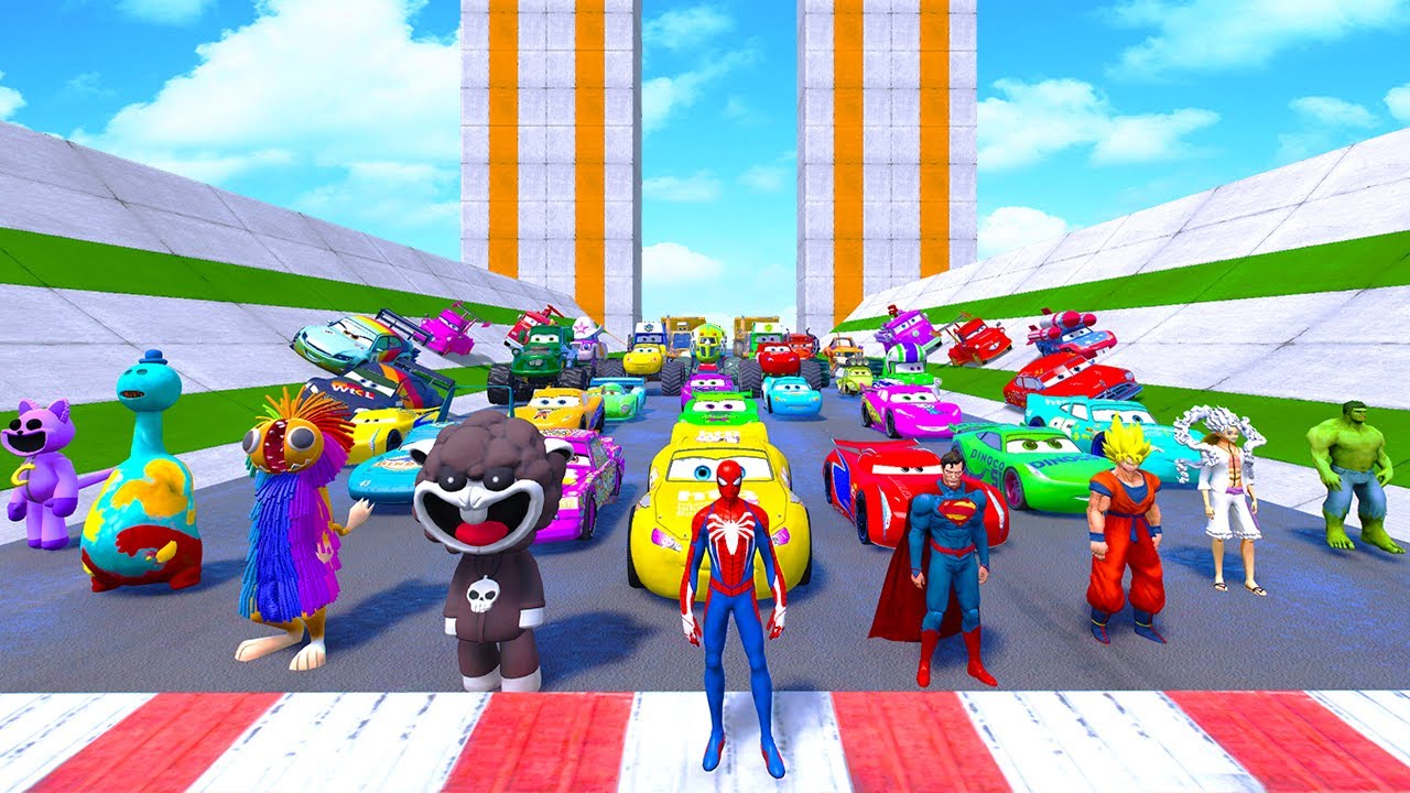 GTA V SPIDER-MAN, FREDDS, SPRUNKI, POPPY PLAYTIME Join in the Epic New Stunt Racing