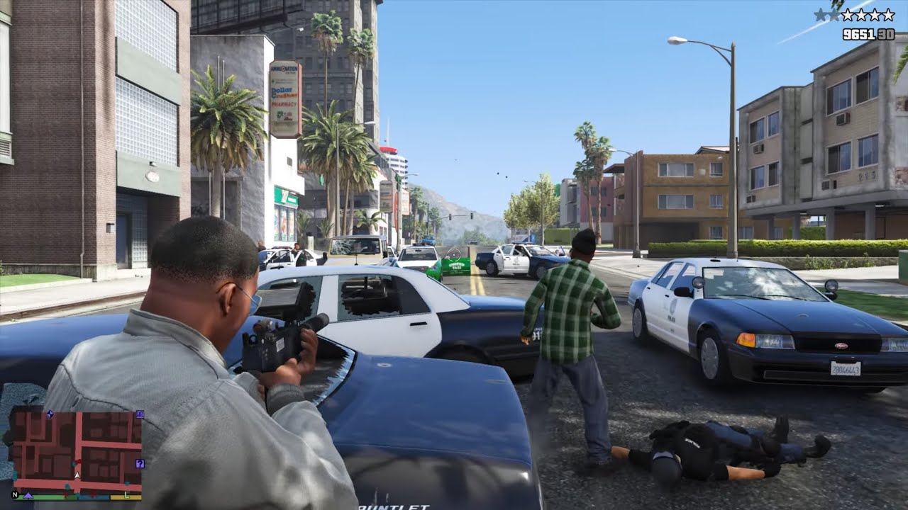GTA 5 - Indian Mafia Hideout Shootout + Ten Star Escape