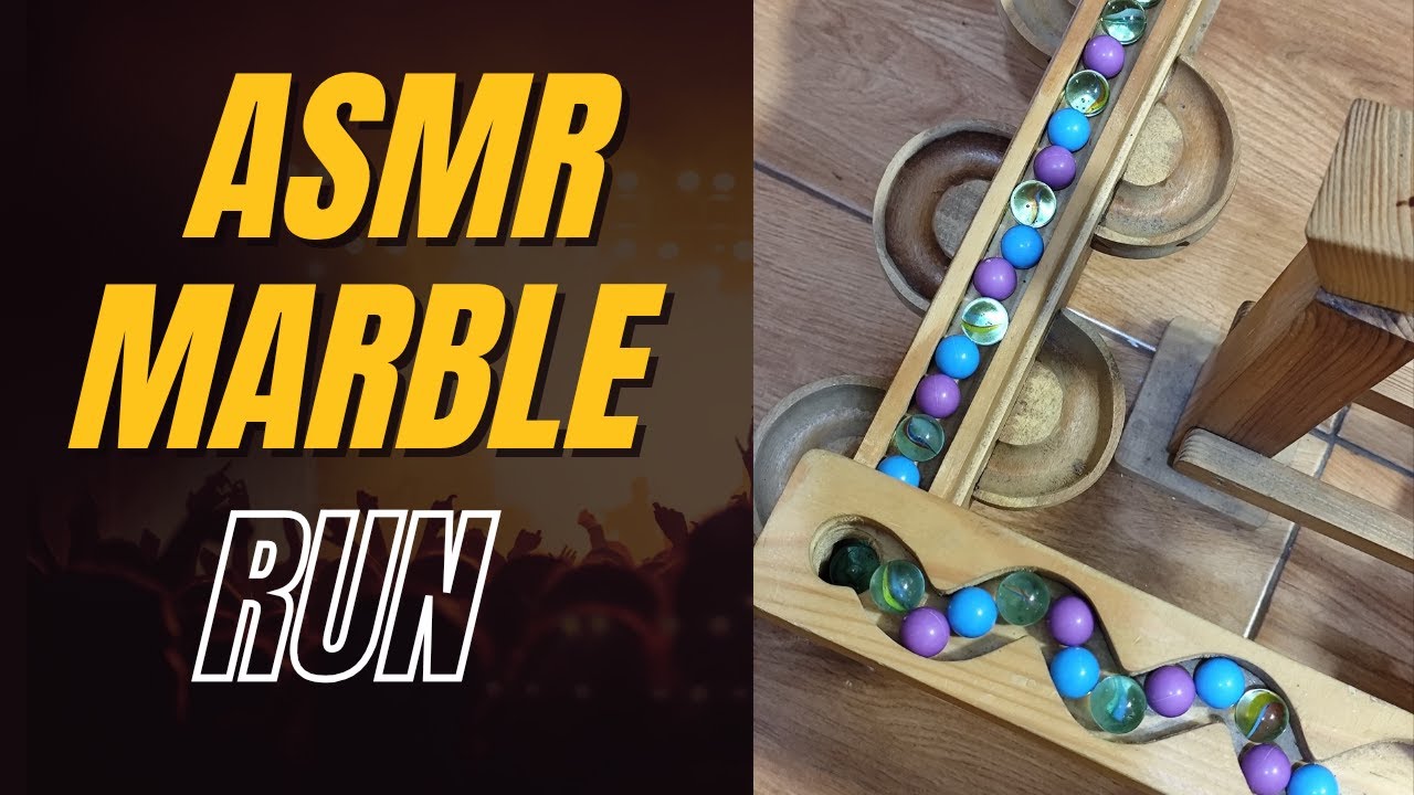 ASMR marble run #27 with wooden track and colour marbles