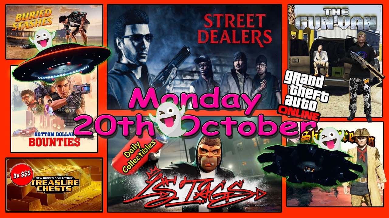 UFO's, Street Dealers, LS Tags, Gun Van, Shipwreck Locations Monday 20th Oct - GTA V Online