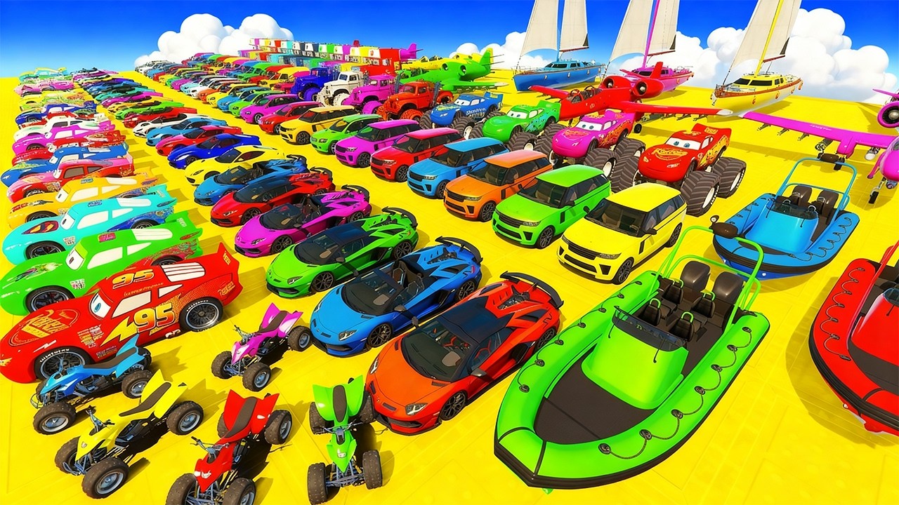 GTA V Mods New Epic Ultimate Stunt Challenge🎭SPIDER-MAN With Super Car Motocycle Helicopter & Boats