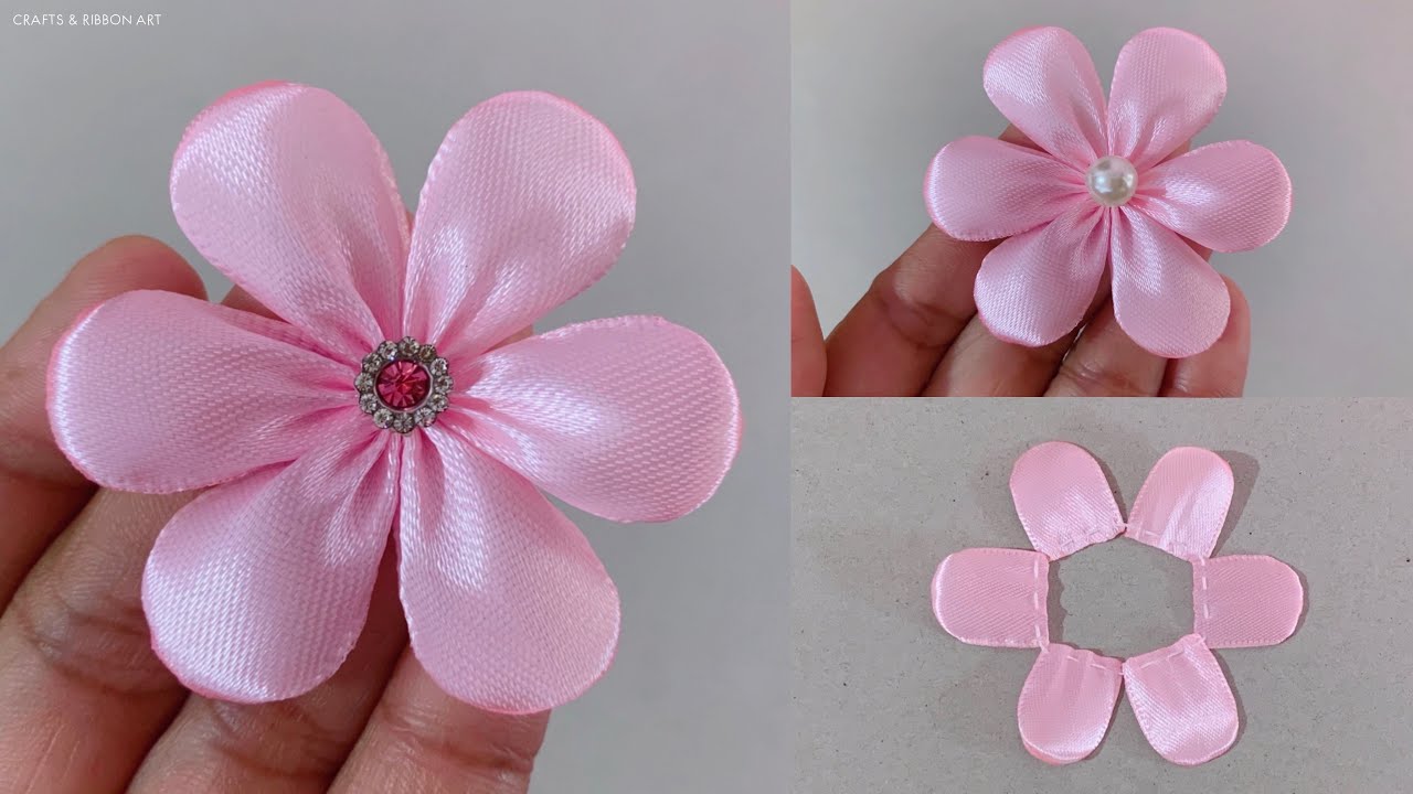 Easy Satin Ribbon Flowers In 3 Minutes | Ribbon flower making - how to make satin flower easy