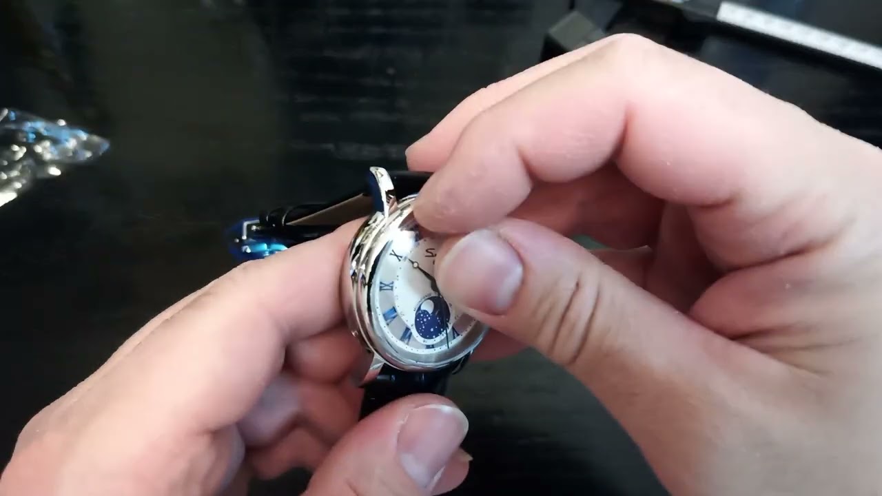 SUGESS ST2108 MOONPHASE RADIAL DATE WAVE ROMANS DIAL BLUE HANDS SAPPHIRE AUTOMATIC WATCH UNBOXING