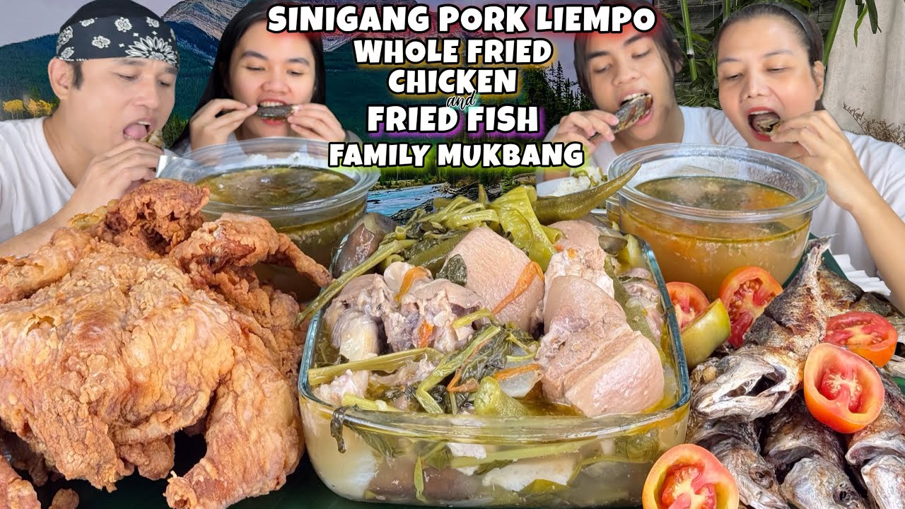 Super Tender Pork Sinigang, 1 Whole Fried Chicken & Fried Fish Mukbang Family Mukbang