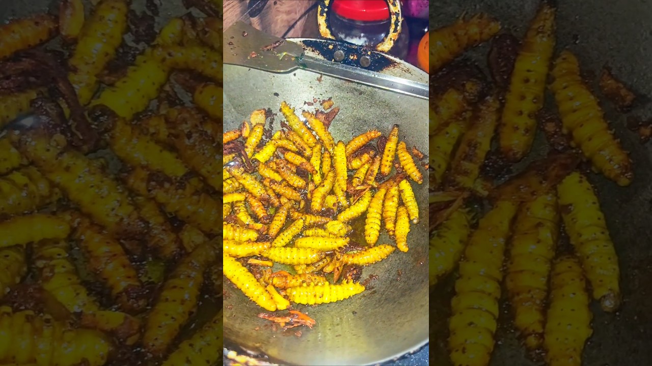 Mukbang with Silkworm Fry Curry & Til Pork Recipe 