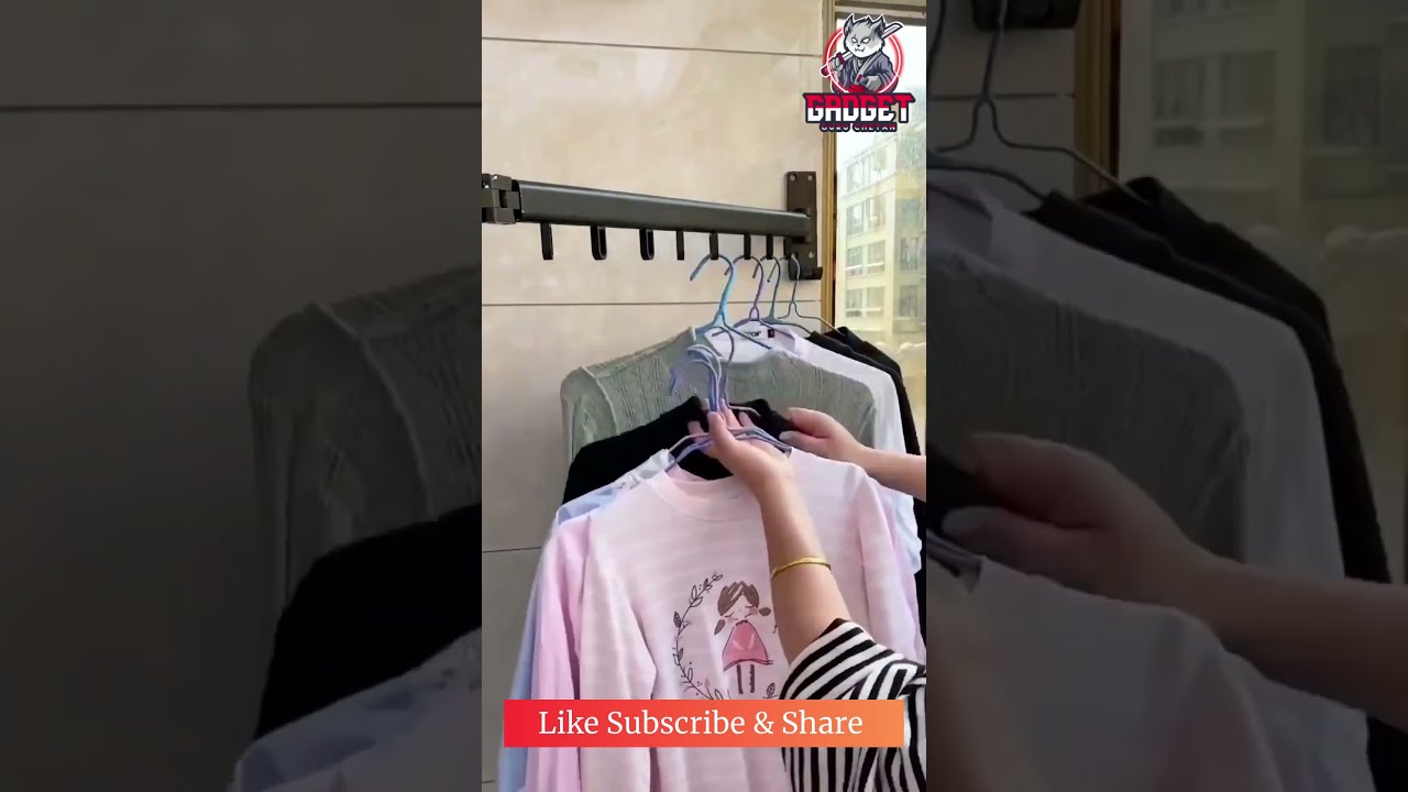 Retractable Clothes Rack, Wall Mounted Clothes Hanger Rack For Laundry Room Foldable Clothes Drying