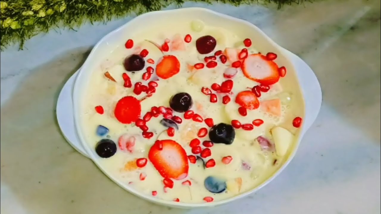 FRUIT CUSTARD recipe | Super Creamy Easy Dessert 🍓🍒🍎🍊🍌😋