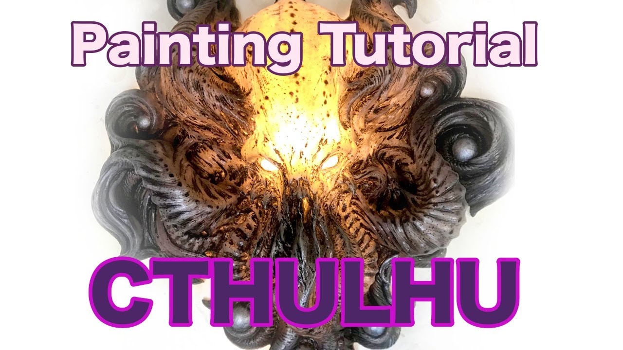 Painting Process of Amazing Cthulhu Lamp. Painting Tutorial クトゥルフランプ神話復活　女性部屋にも飾れる素敵なランプ