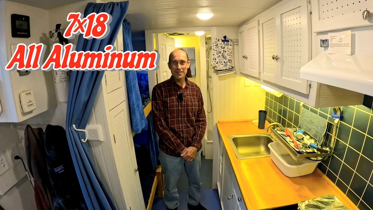 7×18 Bunkhouse Design Cargo Trailer Conversion Comfortably Sleeps 4 Adults.