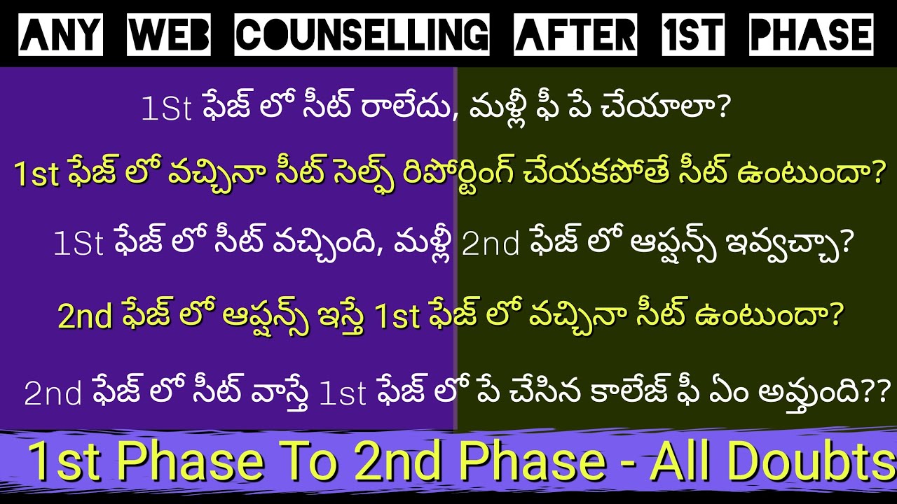 Any Web Counselling After 1St Phase Seat Allotment: 1St phase to 2nd phase all doubts clarification