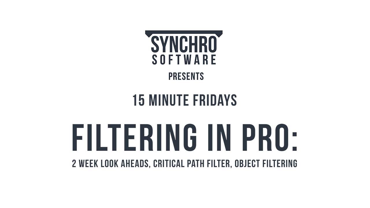 Webinar: Filtering in Synchro Pro
