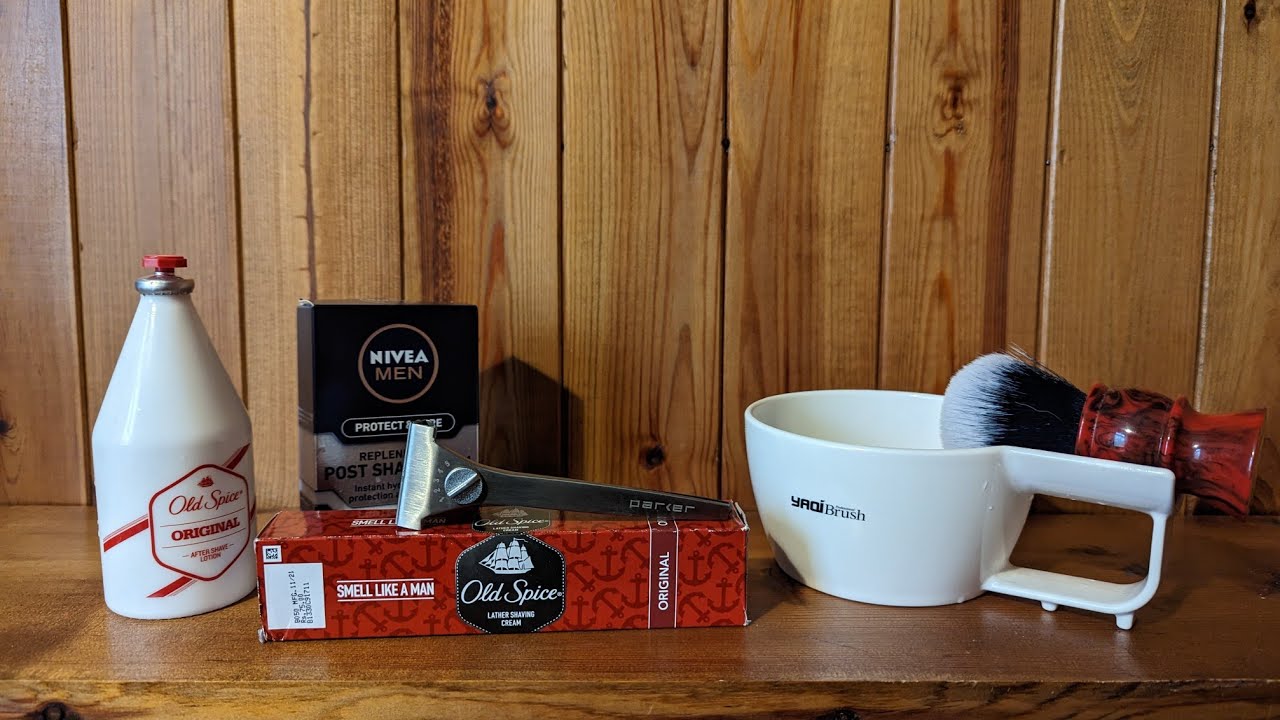 Old Spice original Shaving Cream India, With The Parker Adjustable Injector Razor.