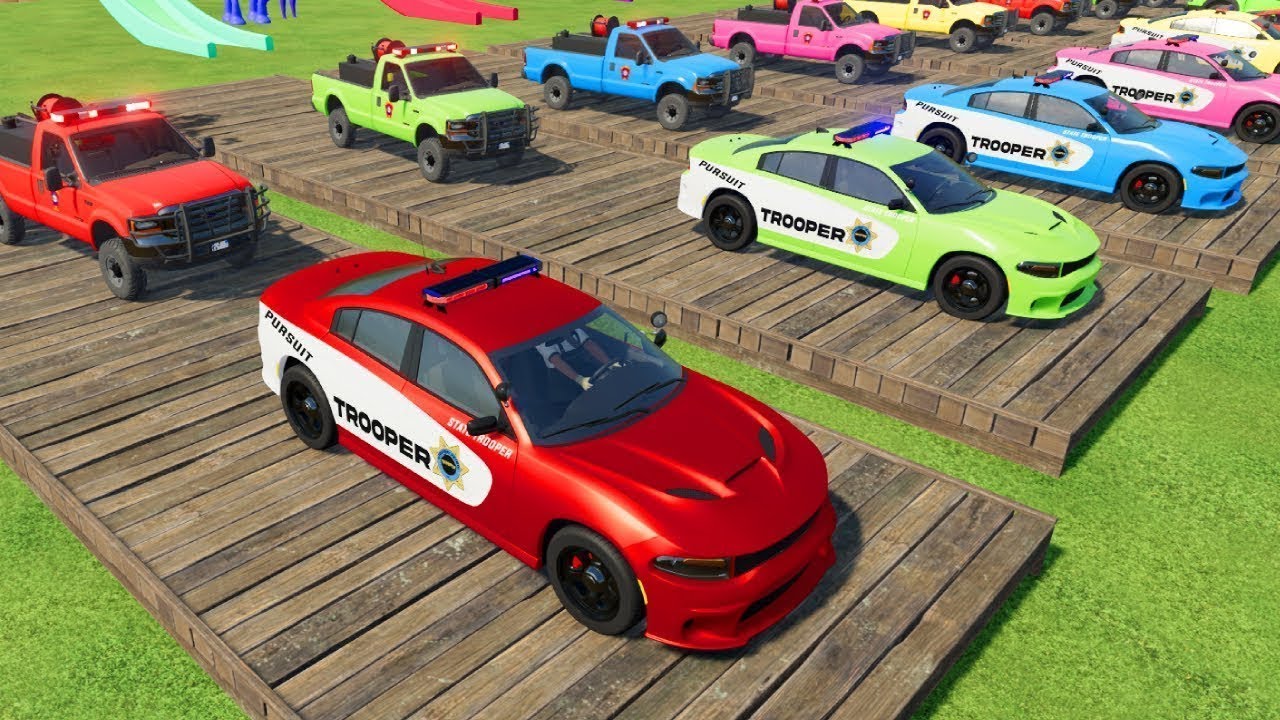 TRANSPORTING ALL POLICE CARS & AMBULANCE EMERGENCY VEHICLES WITH MAN TRUCKS! Farming Simulator EP228