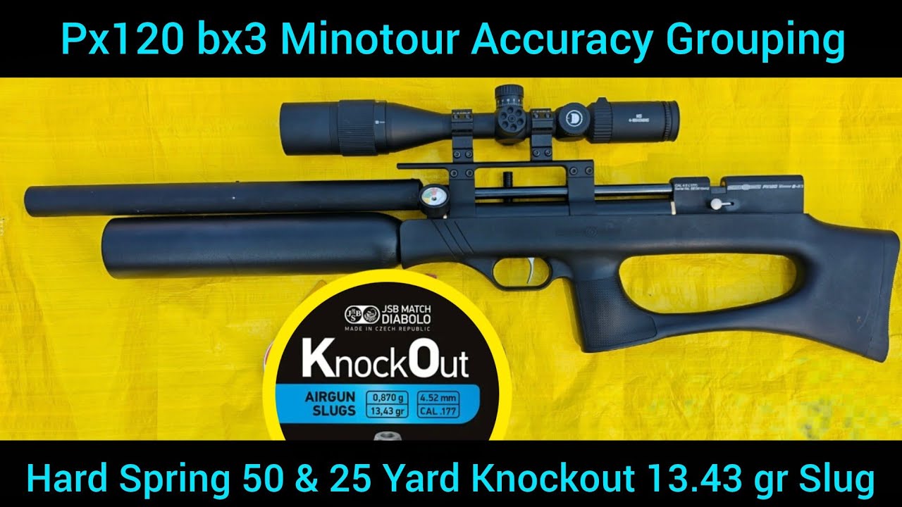 50 & 25 Yard Accuracy Grouping px 120 Minotour BX3 knockout 13.43gr SLUG