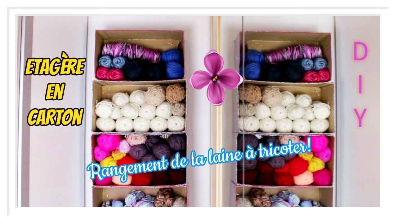 DIY: étagère en carton & laine à tricoter/Cardboard shelf/mensola cartone