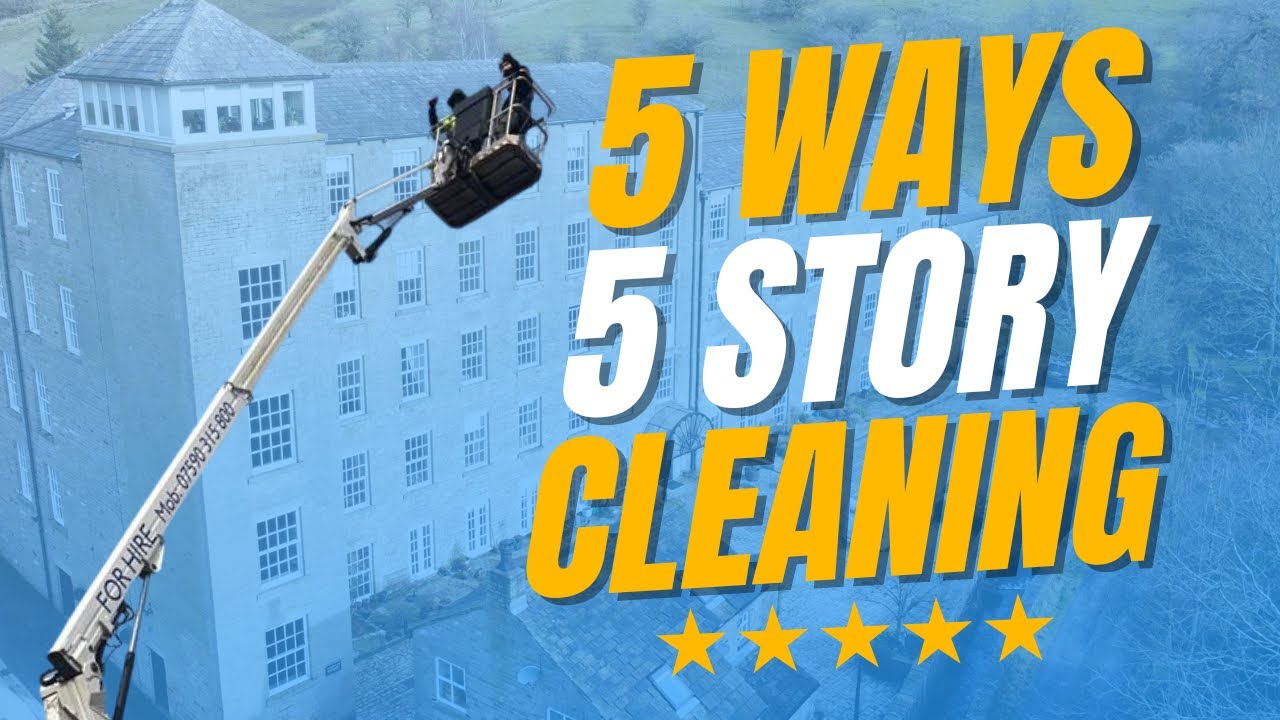 We hired a cherry picker to clean 5 Story Building, Clough Mill!