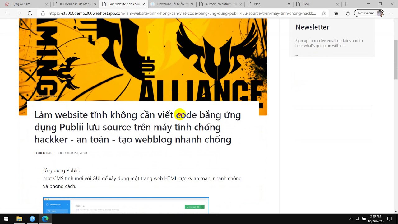 Create blog website using Publii - Tạo website blog bằng Publii  kh&ocirc;ng cần viết code tốt độ nhanh