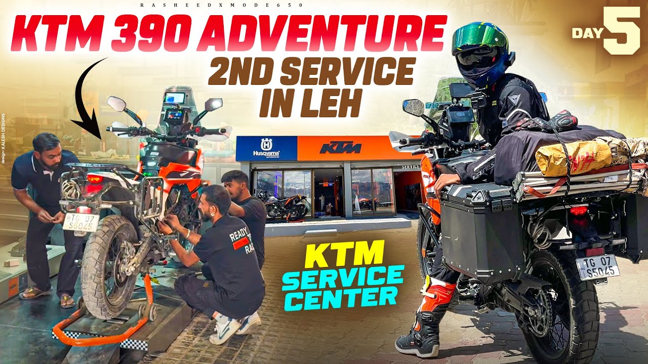 Day -05 ktm adventure 390 2nd service in Leh bill chustye shock avutaru 😂 bike full ready