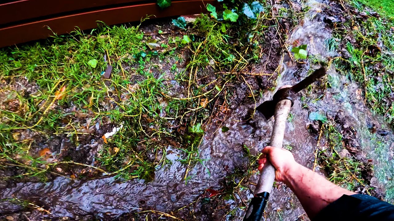 Unclogging & Digging Out A Flooding Drainage Ditch (Very Satisfying)