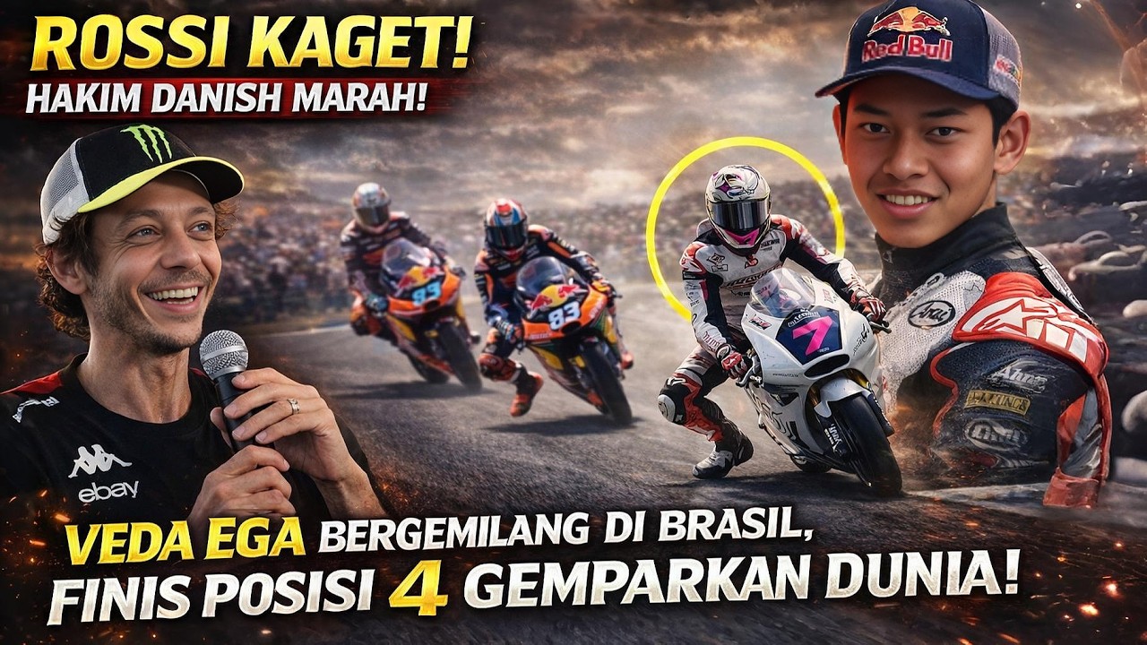VALENTINO ROSSI TERPANA! 😳 VEDA EGA MENGGILA DI MOTO3 BRASIL, REAKSI HAKIM DANISH JADI SOROTAN!