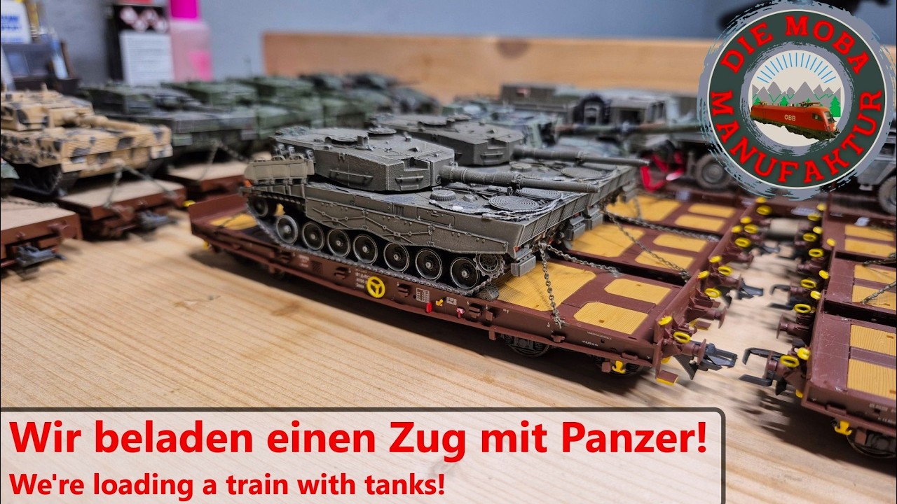 Wir verladen Panzer auf der Bahn! Panzerzug mit Smms Leopard 2A4  - Militär Modelleisenbahn H0 1/87