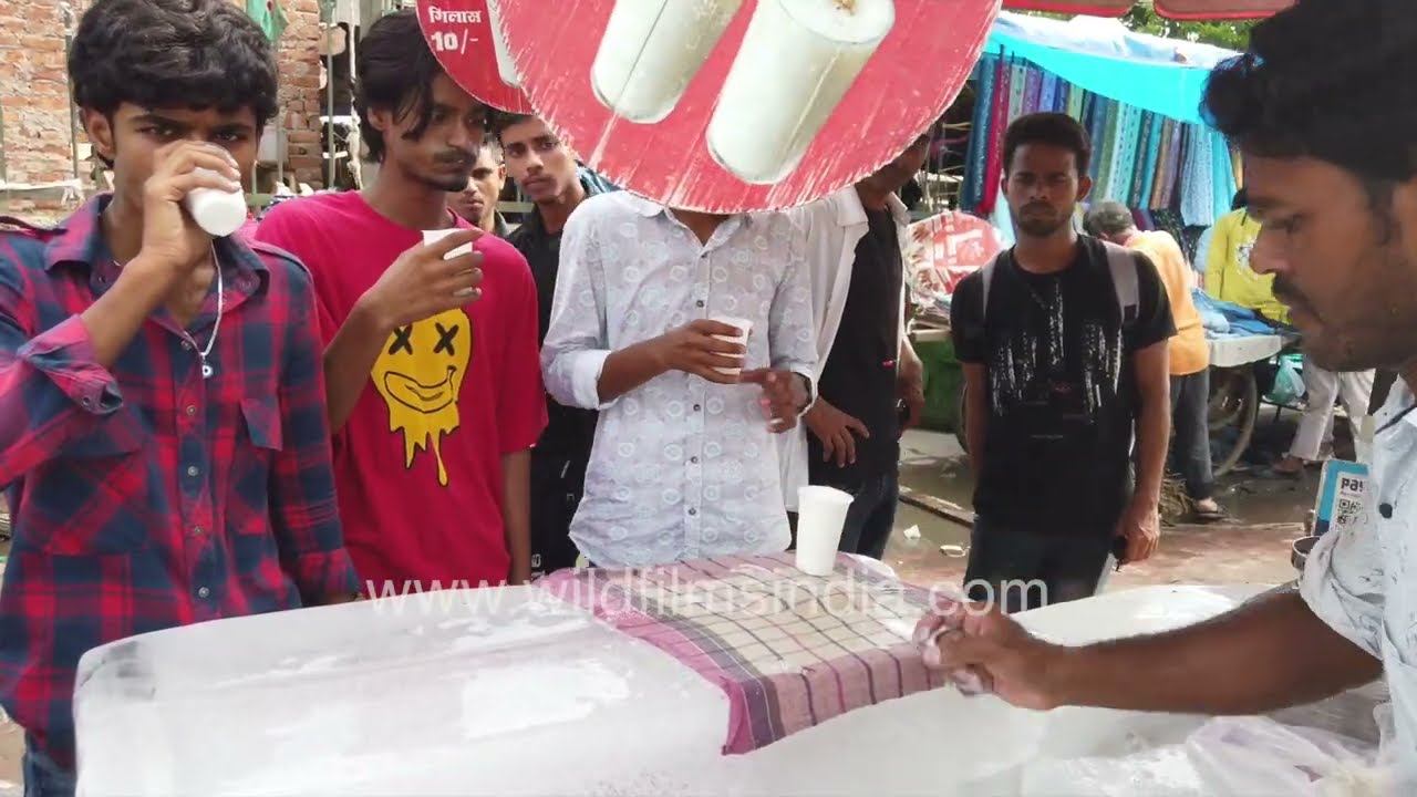 Crowds enjoy sweet lassi near Jama Masjid during Bakrid