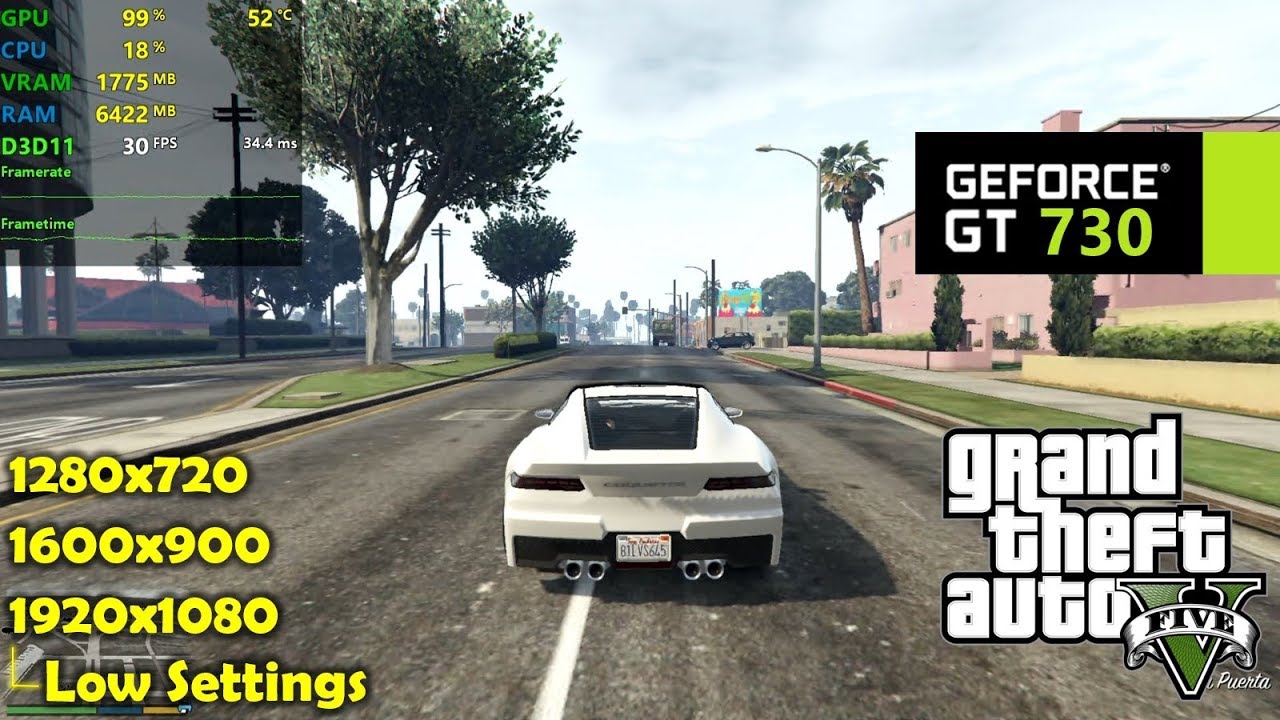 GT 730 | GTA 5 / V - 1080p, 900p & 720p - DX10 Low Settings!