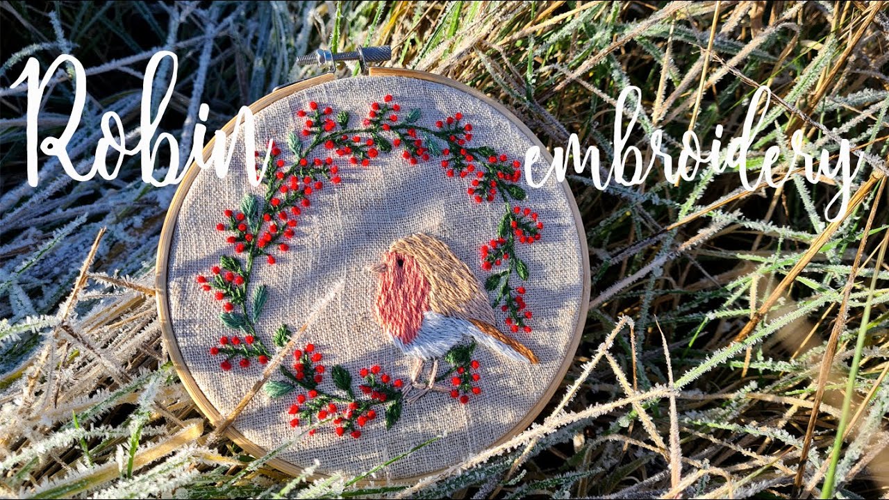 How to stitch Winter Robin - Hand Embroidery for Beginners #robinembroidery #winter #wintercrafts
