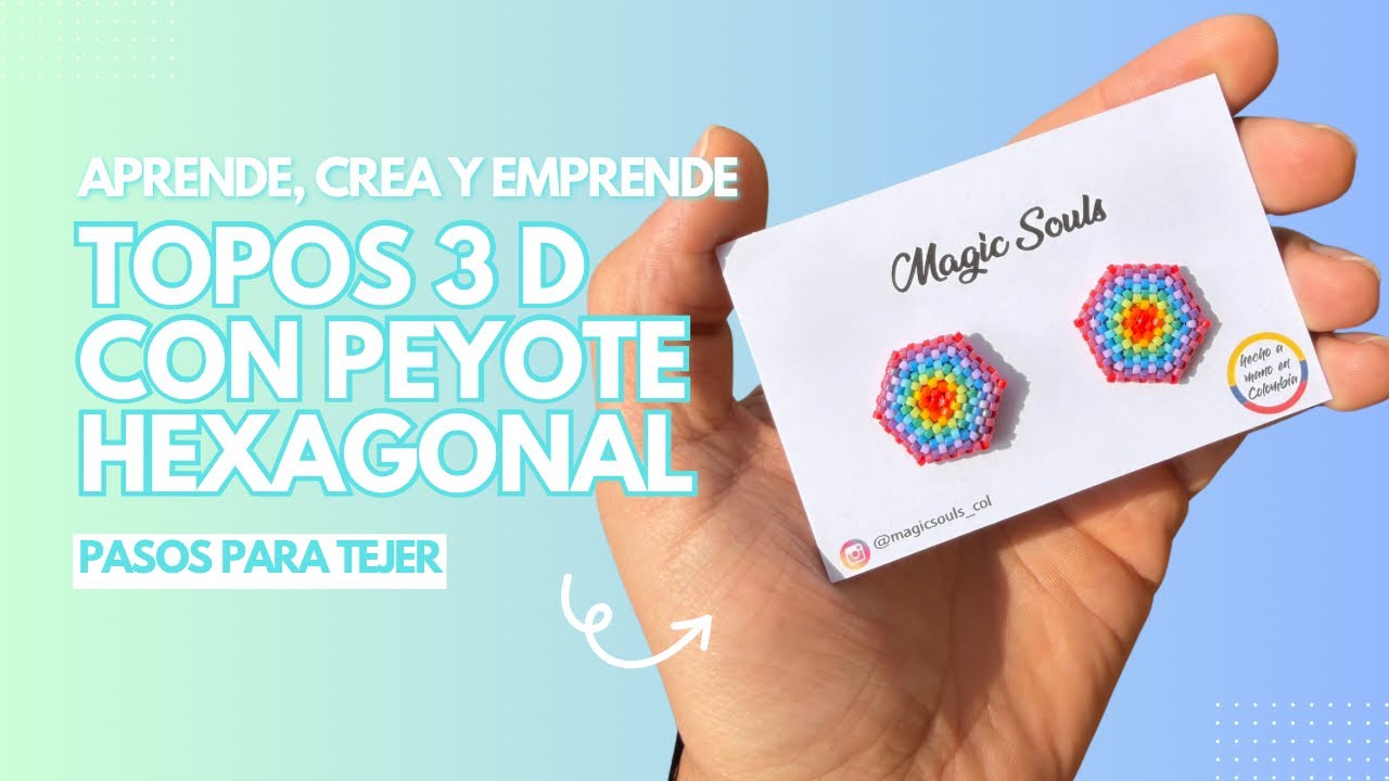 Topitos 3D con técnica peyote hexagonal 