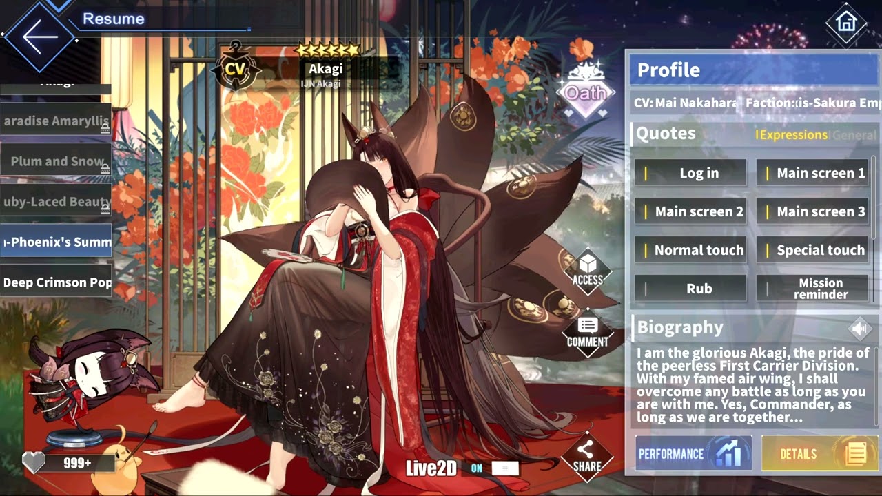 Azur Lane: IJN Akagi L2D Skin Talk & Move (Dawn-Phoenix's Summons)
