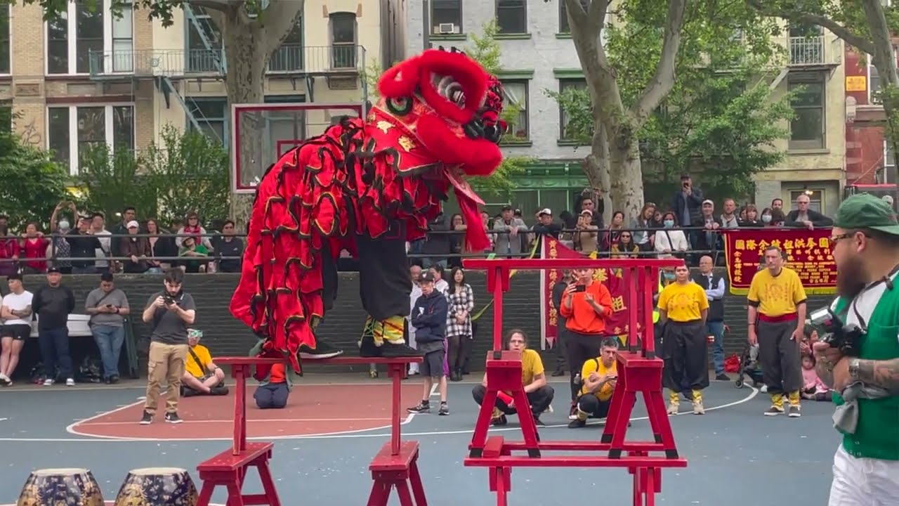 Yee's Hung Ga International Kung Fu Association Perform Lion Dance Bench Performance 🦁📜