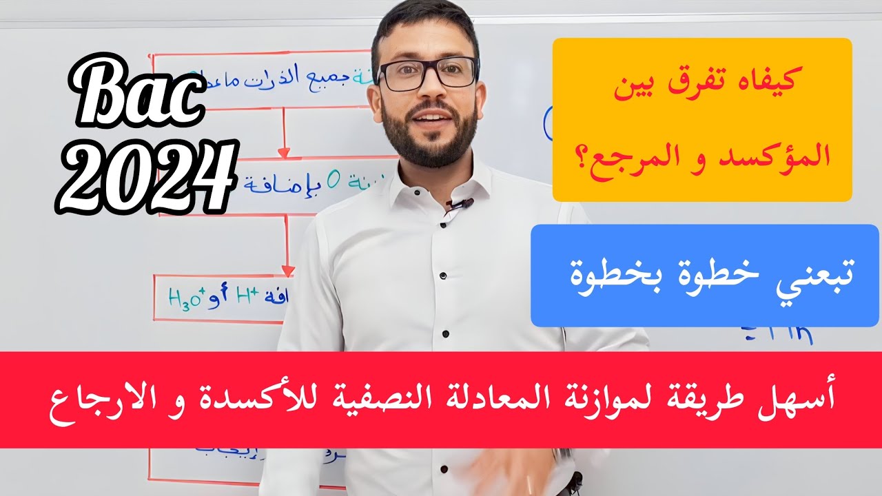 أسهل طريقة واضحة لموازنة المعادلة النصفية للأكسدة و الارجاع+ تصنيف المؤكسد و المرجع