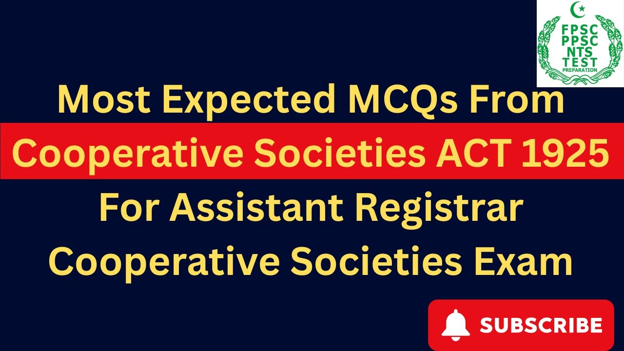 Most expected mcqs for Assistant registrar Cooperative Societies paper || Final revision ||
