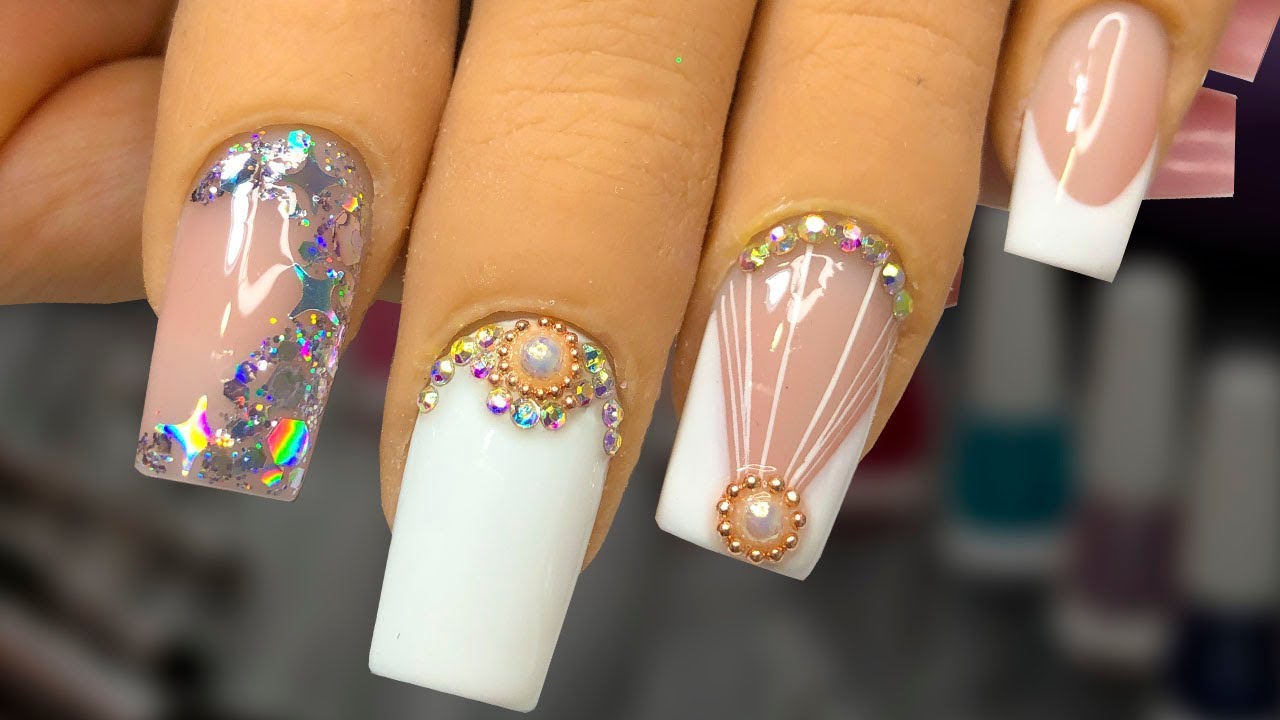 FULL SET DE UÑAS CON PIEDRERÍA Y ENCAPSULADO 🔥😍