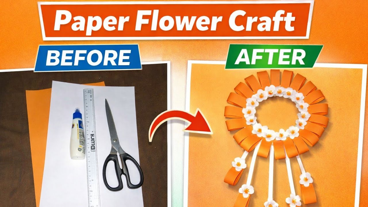 How to make Beautiful Paper Flower Wall Hanging | Easy DIY Home Decoration