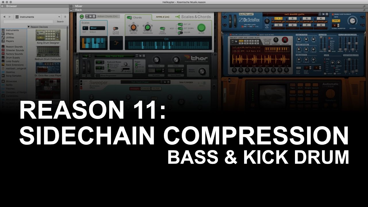 Reason 11 Compressors and Sidechain Compression | Compressing Kick Drum & Bass Track | Producer Tips